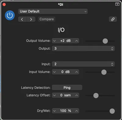 screenshot of logic's i/o plugin for reamping